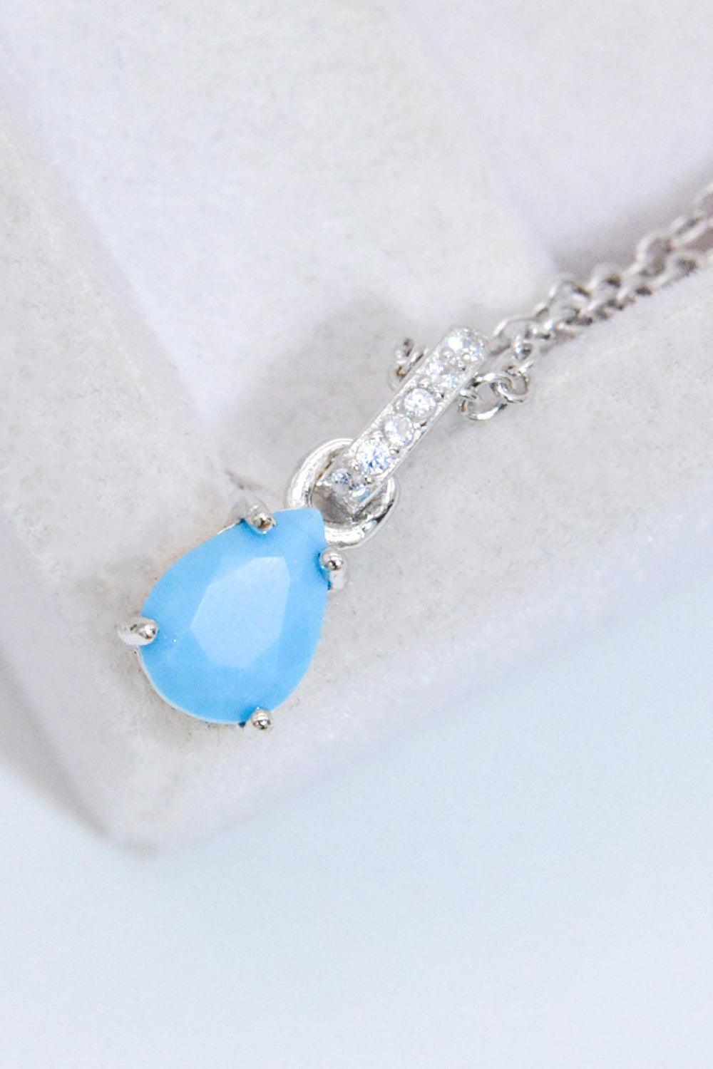 Full Of Hope Teardrop Turquoise Pendant Necklace - MXSTUDIO.COM