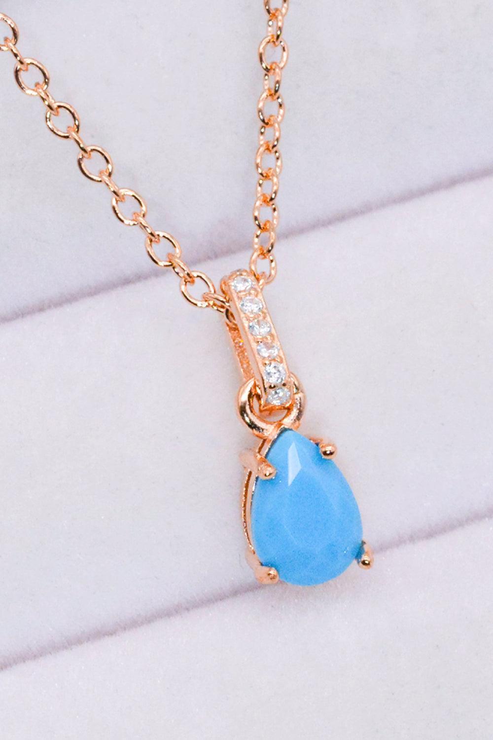 Full Of Hope Teardrop Turquoise Pendant Necklace - MXSTUDIO.COM