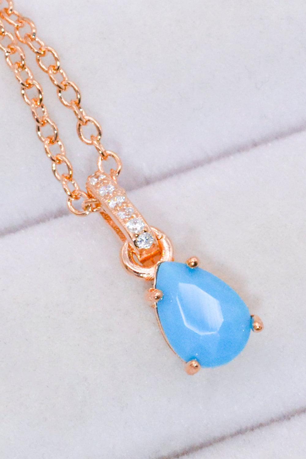 Full Of Hope Teardrop Turquoise Pendant Necklace - MXSTUDIO.COM