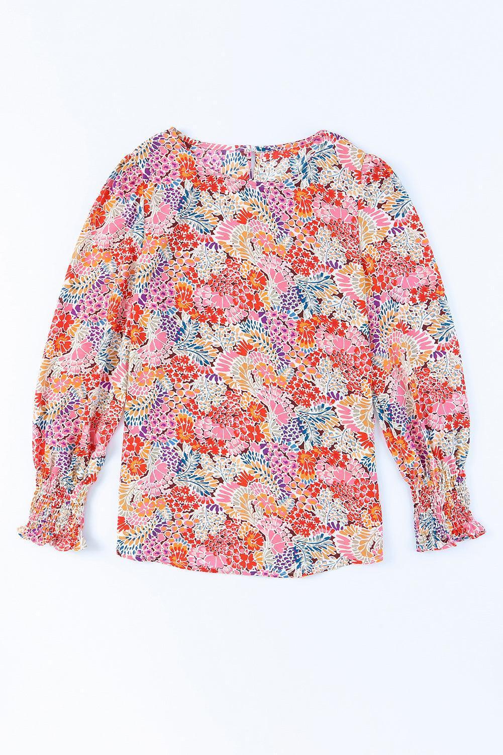 Full Of Life Crewneck Floral Long Sleeve Blouse - MXSTUDIO.COM