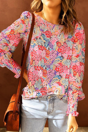 Full Of Life Crewneck Floral Long Sleeve Blouse - MXSTUDIO.COM