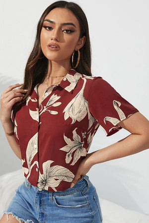 Full of Life Floral Button-Up Short Sleeve Shirt - MXSTUDIO.COM