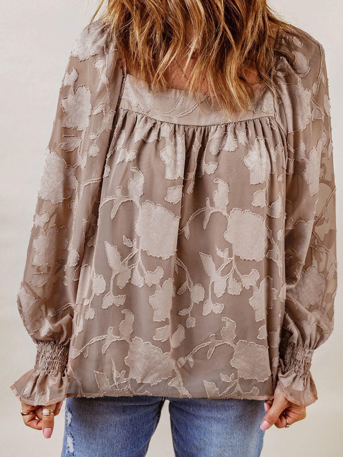 Full of Pep Flounce Sleeve Blouse - MXSTUDIO.COM