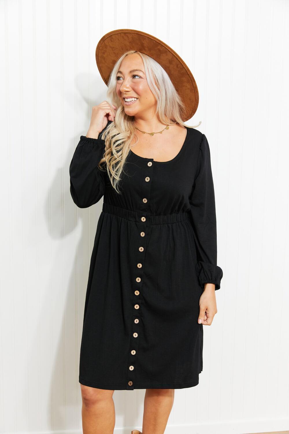 Fun-Loving Scoop Neck Long Sleeve Dress - MXSTUDIO.COM