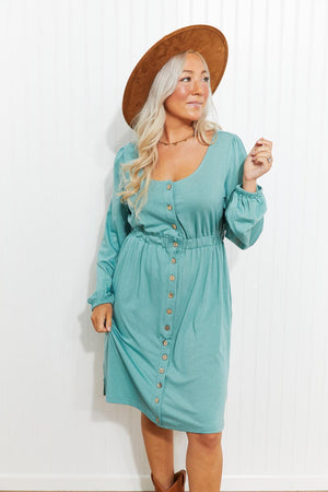 Fun-Loving Scoop Neck Long Sleeve Dress - MXSTUDIO.COM