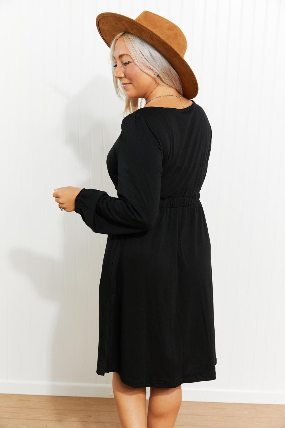 Fun-Loving Scoop Neck Long Sleeve Dress - MXSTUDIO.COM