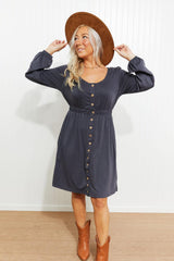 Fun-Loving Scoop Neck Long Sleeve Dress - MXSTUDIO.COM