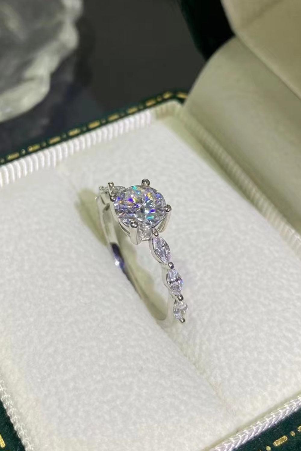 Gain Insight Platinum-Plated 1 Carat Moissanite Ring - MXSTUDIO.COM