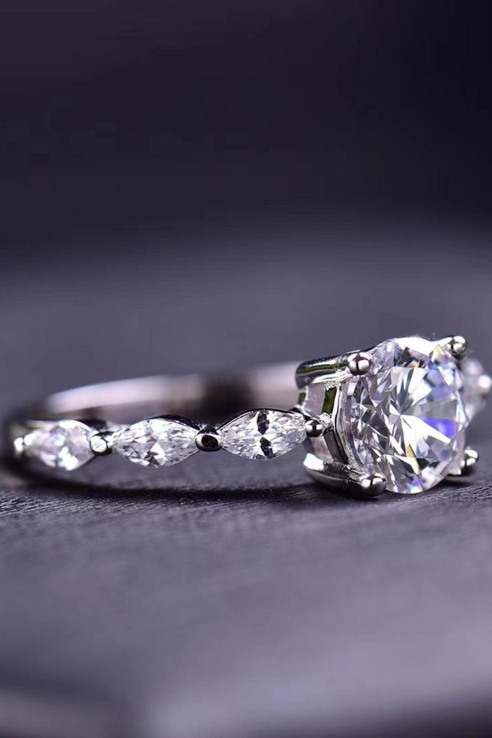 Gain Insight Platinum-Plated 1 Carat Moissanite Ring - MXSTUDIO.COM