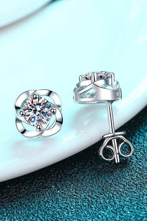 Gaudy Sterling Silver Moissanite Stud Earrings - MXSTUDIO.COM