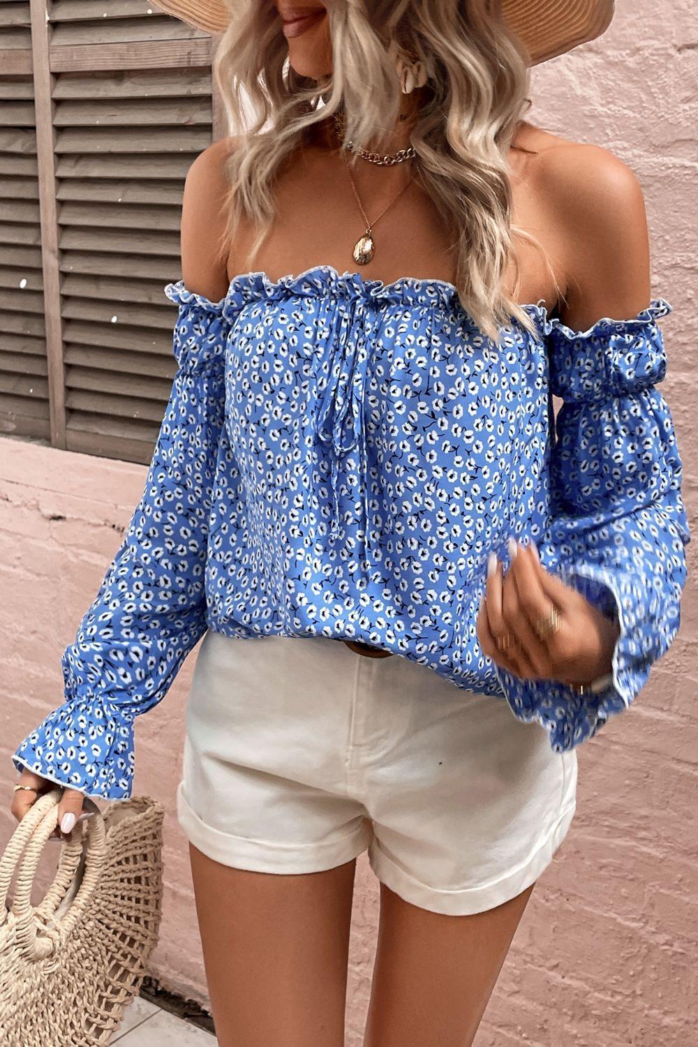 Gen Z Fashion Off The Shoulder Long Sleeve Blouse - MXSTUDIO.COM