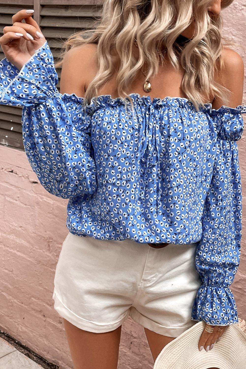 Gen Z Fashion Off The Shoulder Long Sleeve Blouse - MXSTUDIO.COM