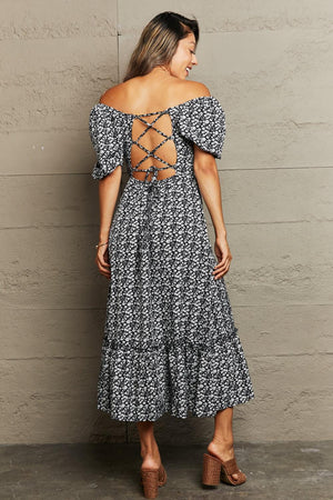 Gentle Charm Floral Off The Shoulder Midi Dress - MXSTUDIO.COM