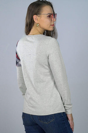 Gentle Embrace Plaid Gray Long Sleeve Top - MXSTUDIO.COM