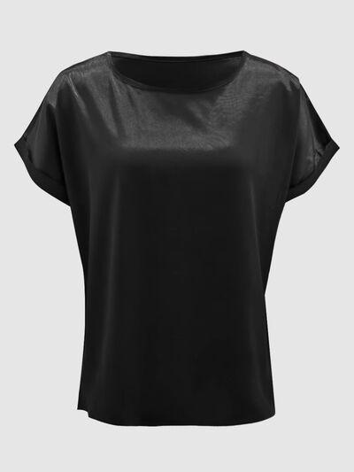 a women's black top with short sleeves