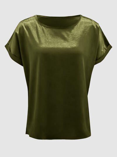 a women's green top with short sleeves
