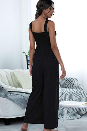 Gentle Sleeveless Wide Leg Square Neck Jumpsuit - MXSTUDIO.COM