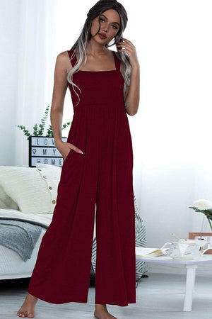 Gentle Sleeveless Wide Leg Square Neck Jumpsuit - MXSTUDIO.COM