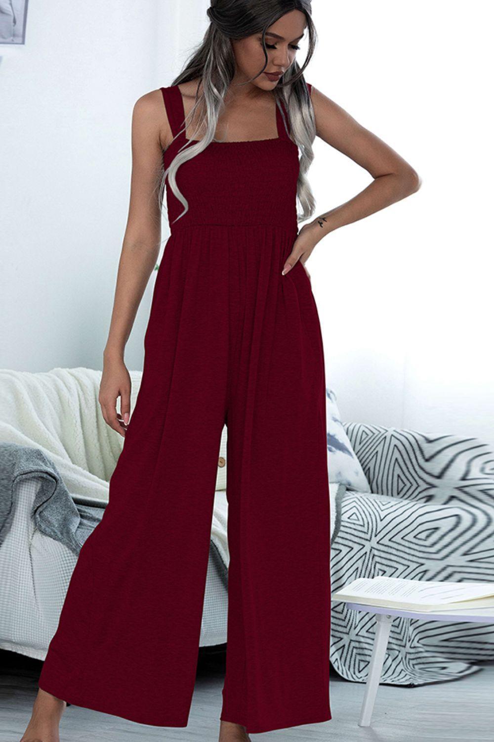 Gentle Sleeveless Wide Leg Square Neck Jumpsuit - MXSTUDIO.COM