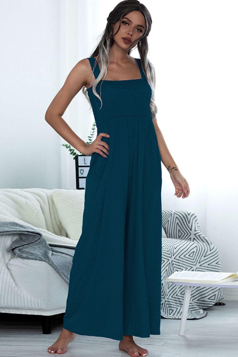 Gentle Sleeveless Wide Leg Square Neck Jumpsuit - MXSTUDIO.COM