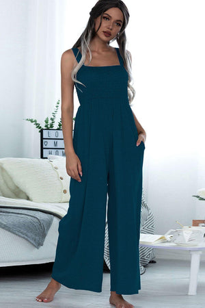 Gentle Sleeveless Wide Leg Square Neck Jumpsuit - MXSTUDIO.COM