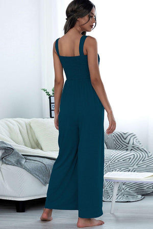 Gentle Sleeveless Wide Leg Square Neck Jumpsuit - MXSTUDIO.COM