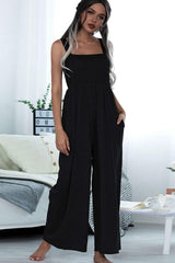 Gentle Sleeveless Wide Leg Square Neck Jumpsuit - MXSTUDIO.COM