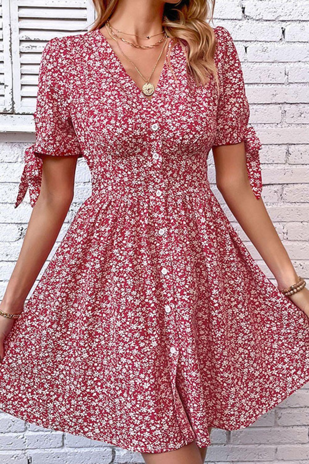 Gentle Soul Mini Button Front Floral Dress - MXSTUDIO.COM