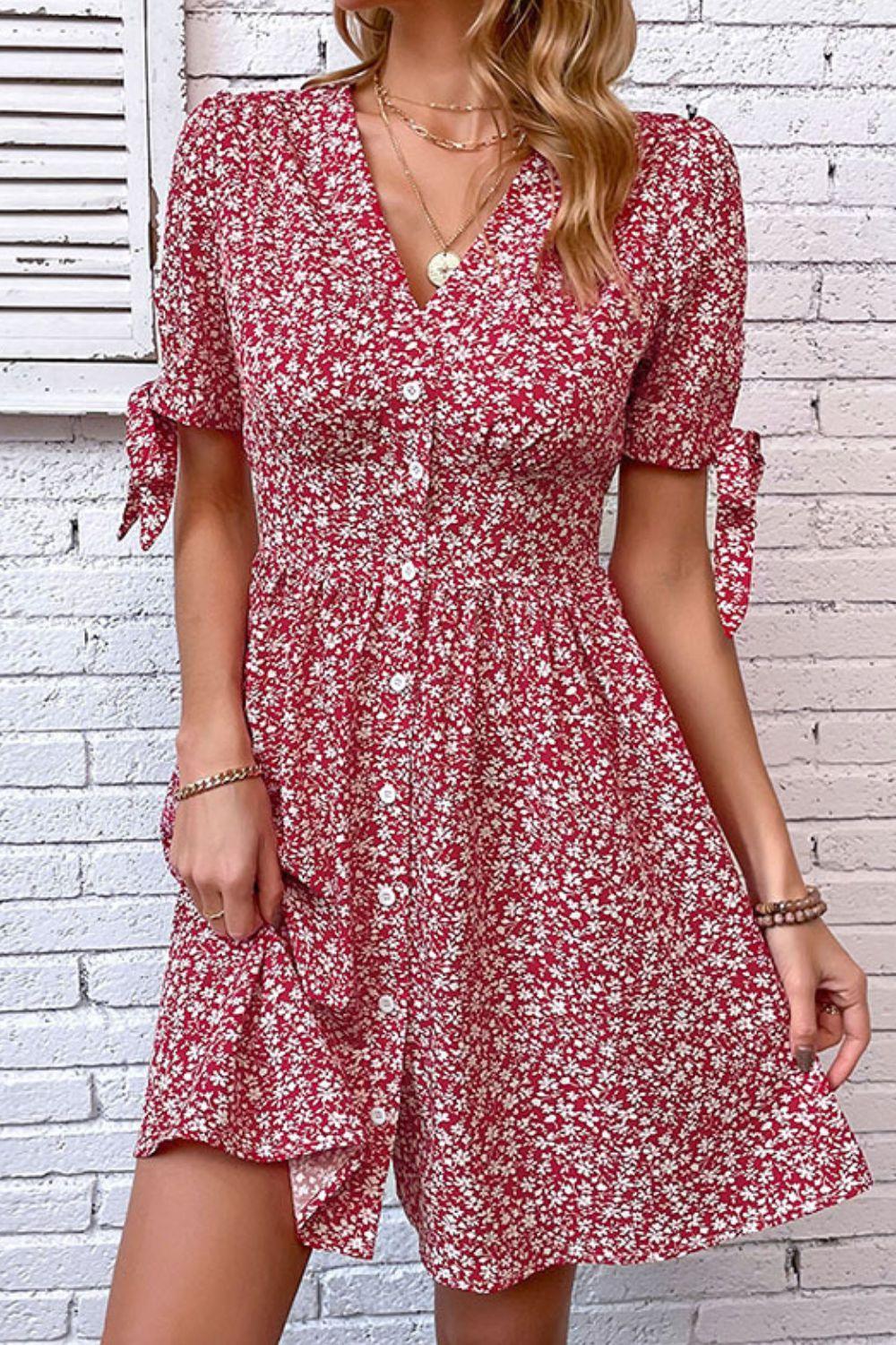 Gentle Soul Mini Button Front Floral Dress - MXSTUDIO.COM