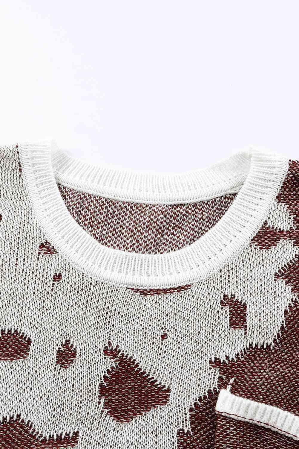 Gently Cozy Crew Neck Cow Print Sweater-MXSTUDIO.COM