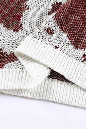 Gently Cozy Crew Neck Cow Print Sweater-MXSTUDIO.COM