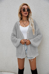 Genuine Openwork V-Neck Dropped Shoulder Cardigan - MXSTUDIO.COM