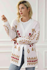 Genuine Warmth Open Front Geometric Cardigan - MXSTUDIO.COM