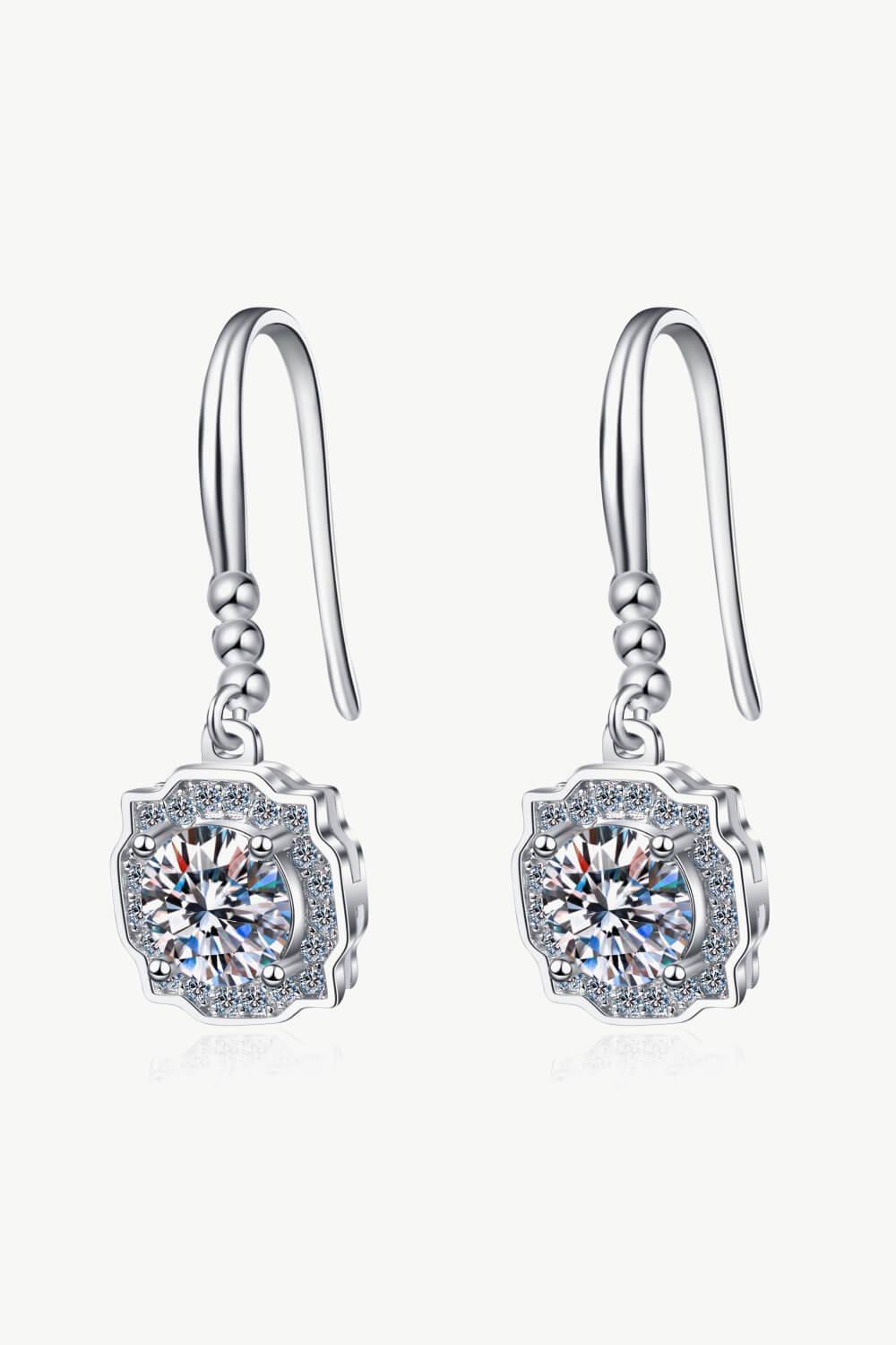 Geometric 1 Carat Moissanite Hook Earrings - MXSTUDIO.COM