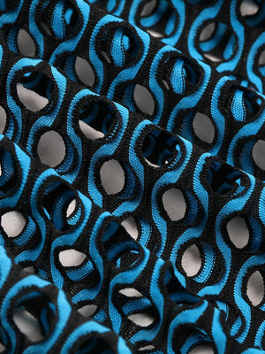 a close up of a blue and black fabric