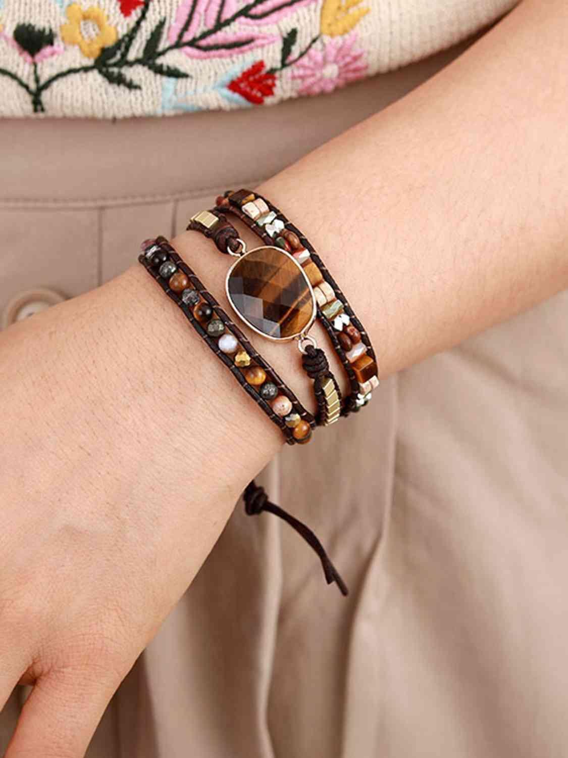 Geometrical Shape Blended Stone Layered Bracelet-MXSTUDIO.COM