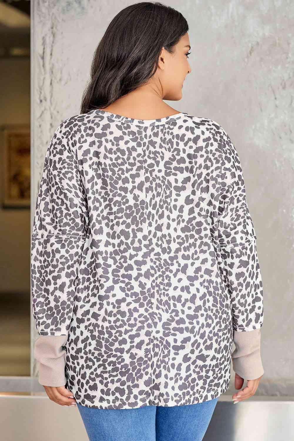 Get Ahead Long Sleeve Plus Size Leopard Sweatshirt - MXSTUDIO.COM
