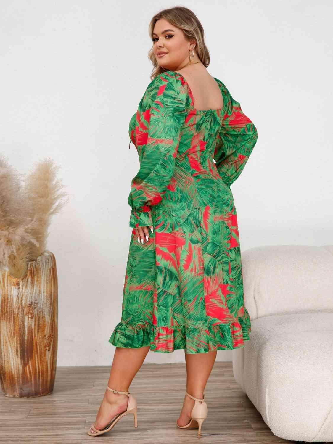 Get Amaze Flounce Sleeve Plus Size Ruffled Dress - MXSTUDIO.COM