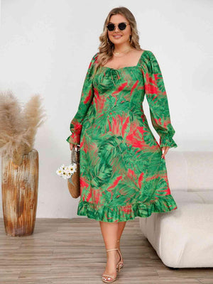 Get Amaze Flounce Sleeve Plus Size Ruffled Dress - MXSTUDIO.COM