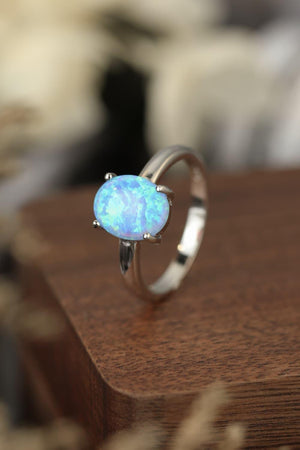 Get Amaze Sterling Silver Opal Solitaire Ring - MXSTUDIO.COM