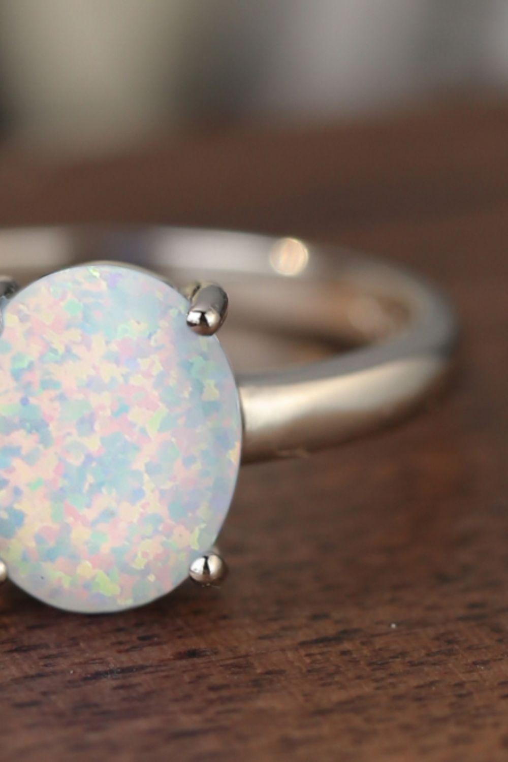 Get Amaze Sterling Silver Opal Solitaire Ring - MXSTUDIO.COM