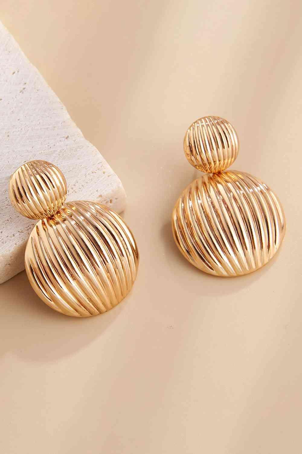 Get Enchant Zinc Alloy Ribbed Gold Fashion Earrings-MXSTUDIO.COM