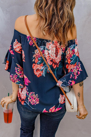 Get Going Printed Off Shoulder Blouse - MXSTUDIO.COM