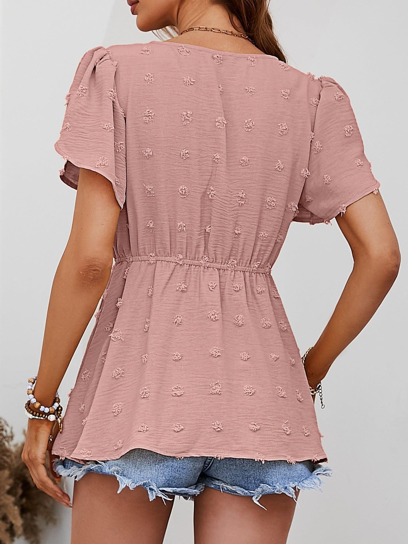 Get Going Swiss Dot Peplum Blouse - MXSTUDIO.COM