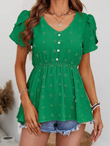 Get Going Swiss Dot Peplum Blouse - MXSTUDIO.COM