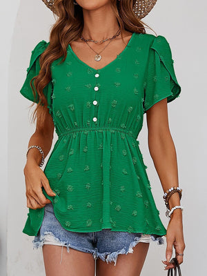 Get Going Swiss Dot Peplum Blouse - MXSTUDIO.COM