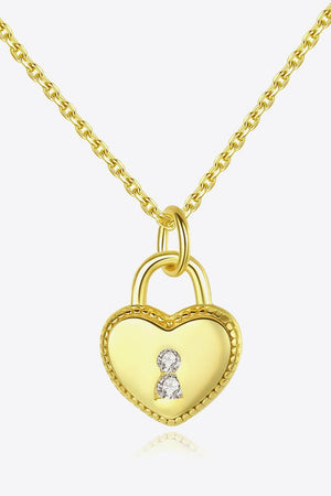 Get Inspired 925 Sterling Silver Heart Lock Necklace - MXSTUDIO.COM