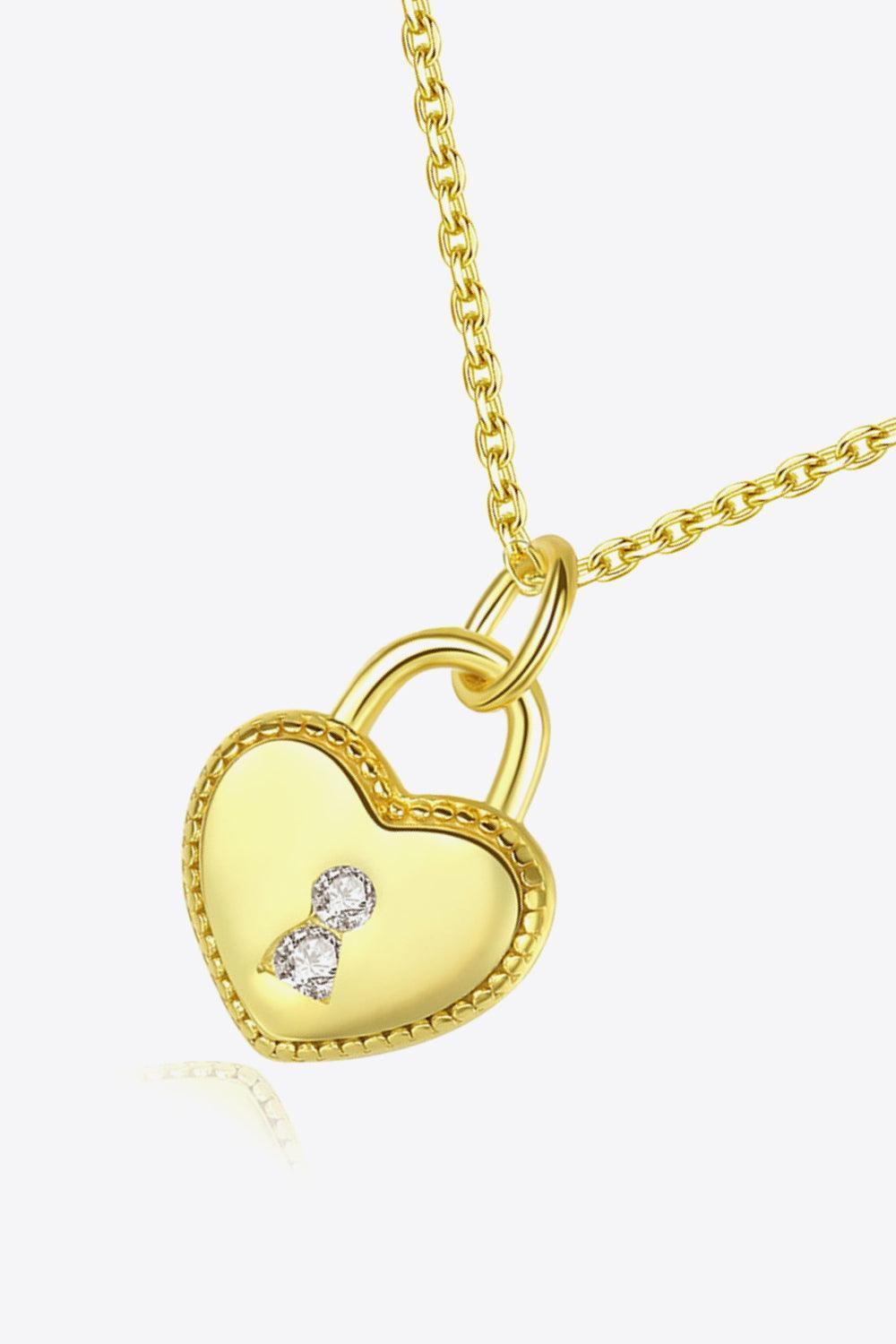 Get Inspired 925 Sterling Silver Heart Lock Necklace - MXSTUDIO.COM