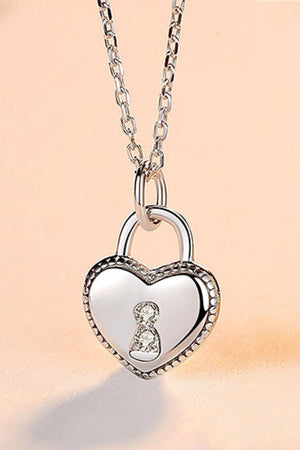 Get Inspired 925 Sterling Silver Heart Lock Necklace - MXSTUDIO.COM