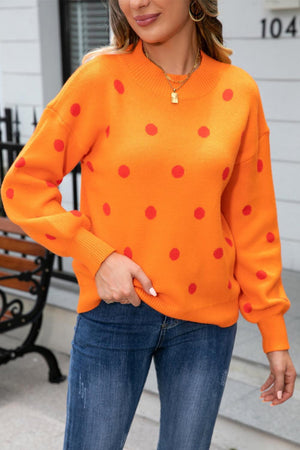 Get Spotted Ribbed Knit Polka Dot Sweater - MXSTUDIO.COM